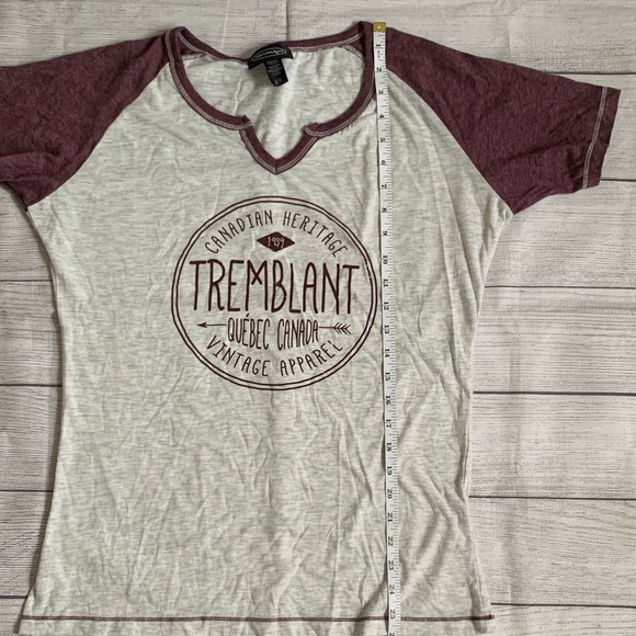Women's Mt. Tremblant Canadian Heritage Tee - Heather Cream and Burgundy - Picture 5 of 6
